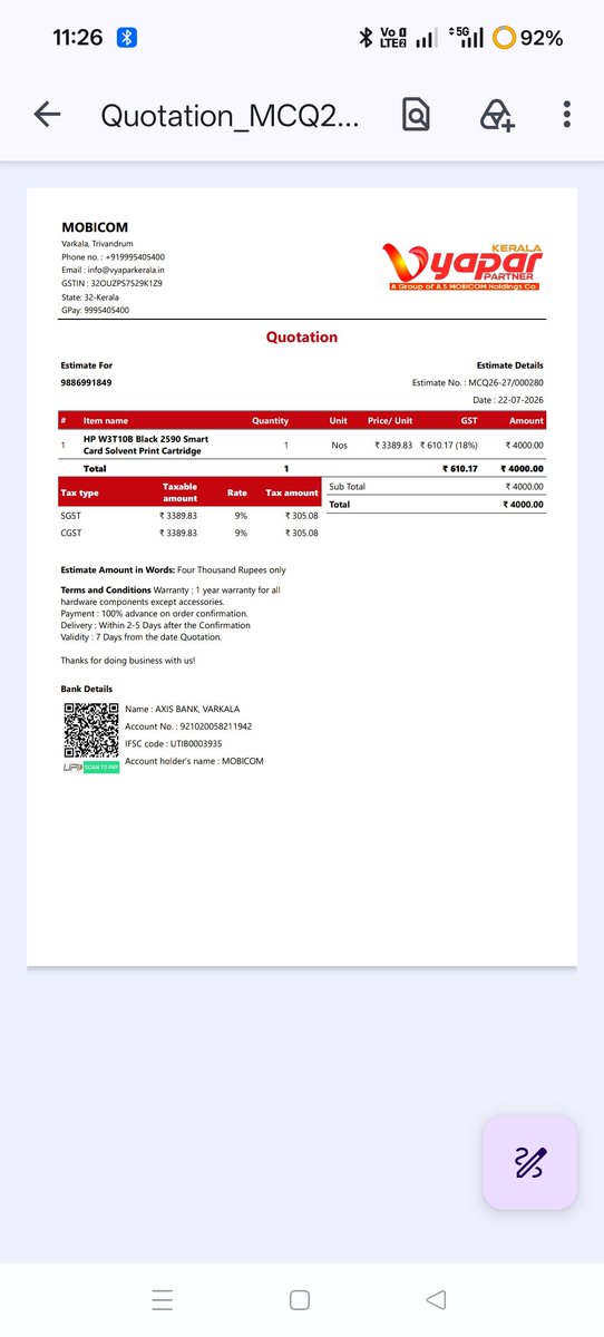 Sidzpro's tweet photo. @HPIndia 

Bought this Cartridge from vendor bill attached 
Got defective piece 
Called back to vendor 
He said it maybe damaged in Transport and 
He is almost saying impossible to replace but will try 

Pls help 

My number +91 9886991849 https://t.co/sTK5yJqVPM