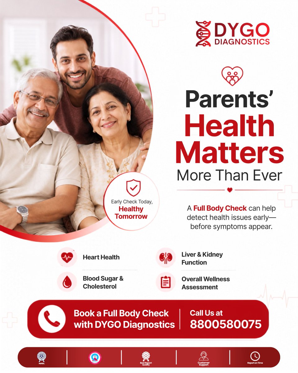 DygoDiagnostics's tweet photo. A Full Body Check-up can help detect health issues early and support a healthier tomorrow. Book with DYGO Diagnostics today.
📞 Call: 8800580075
#ParentsHealth #FullBodyCheckup #PreventiveHealth #HealthCheck #Wellness #EarlyDetection #HealthyFamily #DiagnosticCentre https://t.co/vMBCzfNZcg