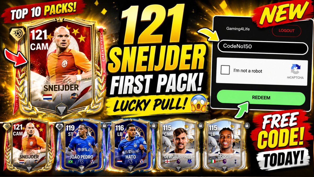 Gaming4Life1818's tweet photo. New Redeem code today and 121 Sneijder Pack Champion Event Draft in ea fc fifa mobile 26

Video link :-
https://t.co/Um9CbN4mIh

#fcmobile #fifamobile #eafcmobile @EASFCMOBILE @Sappurit #new #gems #players #redeem #code #sneijder #pack #draft https://t.co/bbvi0f4rh0
