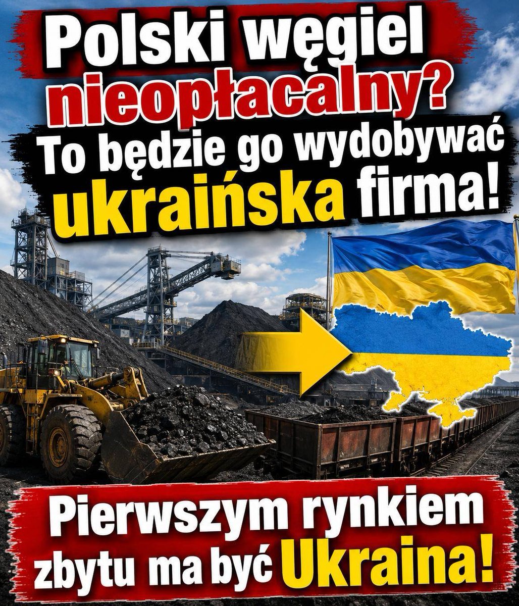 PUsiadek's tweet photo. Polski węgiel nieopłacalny? To będą go wydobywać Ukraińcy!

 Pierwszym rynkiem zbytu ma być Ukraina!

Prezes Coal Energy Wiktor Wiśniowiecki przedstawił w rozmowie ze Strefą Biznesu plany wydobycia węgla na Górnym Śląsku. Projekt nosi nazwę Bobrek-Miechowice i dotyczy złoża na granicy Zabrza i Bytomia. Szacowane zasoby to około 25 milionów ton, a planowane wydobycie od 12 do 25 tysięcy ton miesięcznie.

Kim jest inwestor? Coal Energy to spółka holdingowa zarejestrowana w Luksemburgu, notowana na warszawskiej giełdzie. Historycznie prowadziła dziesięć kopalń w Donbasie. Jej głównym akcjonariuszem jest Lycaste Holding, powiązany z pochodzącym z Ukrainy Wiktorem Wyszniewieckim.

Wmawia się nam, że „dopłacamy do węgla”, że się nie opłaca go wydobywać. Dlaczego zatem Ukraińcy ten sam węgiel zamierzają wydobywać i jeszcze będą go transportować tysiące kilometrów? 

A teraz najważniejsze zdanie całej rozmowy, wypowiedziane wprost przez prezesa: "W pierwszej kolejności planujemy sprzedaż węgla na rynku ukraińskim, dla producentów cementu, cukru oraz ceramiki".

W pierwszej kolejności na Ukrainę. Nie do polskich elektrowni, nie do polskich ciepłowni, nie dla polskich odbiorców.

Polska ma udokumentowane ponad 64 miliardy ton zasobów węgla kamiennego, a wydobycie spada. W 2024 roku wyniosło ponad 40 milionów ton, o ponad 5 procent mniej niż rok wcześniej. Problem leży nie w geologii, lecz w polityce, która przez lata piętnowała węgiel i blokowała inwestycje.

Jesteśmy zwolennikami polskiego górnictwa. Węgiel to nasze bogactwo narodowe i realna gwarancja bezpieczeństwa energetycznego w czasach, gdy ceny prądu biją rekordy.

Ale właśnie dlatego trzeba postawić pytanie zasadnicze. Skoro Polska ma tak ogromne zasoby, dlaczego mamy je udostępniać obcemu kapitałowi, żeby surowiec spod naszych stóp trafiał najpierw za wschodnią granicę?⁩