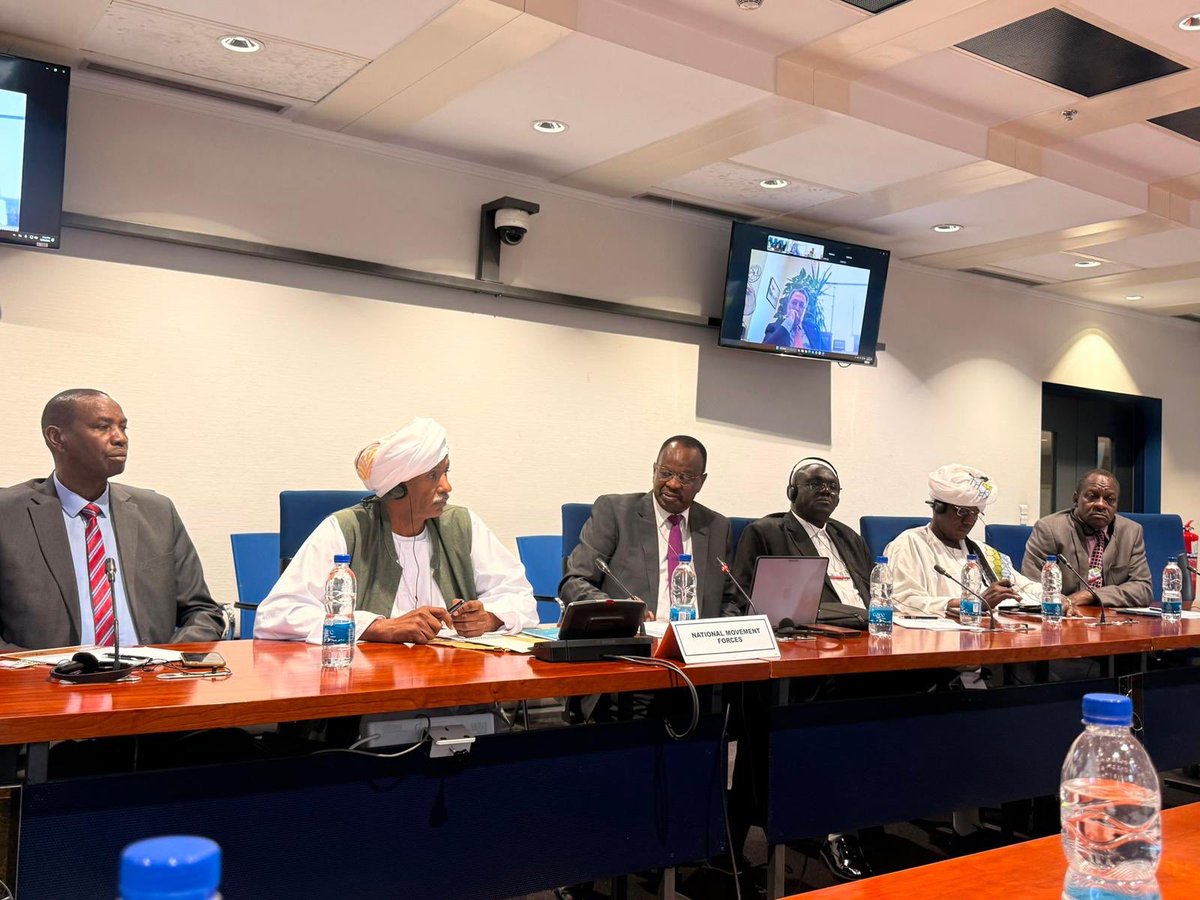 EUSR_Weber's tweet photo. Encouraging discussions in Addis yesterday. The Quintet (AU, EU, IGAD, LAS, UN) and National Movement Forces engaged constructively. NMF reiterated their commitment to working with the Quintet to address the substantive issues of the peace process in #Sudan. https://t.co/vg3aXLm8ez