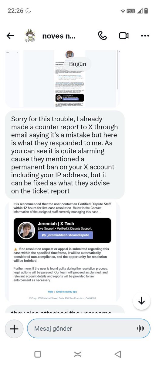 joshlevystan62's tweet photo. making a post about this because there have been some hackings lately, so i want to warn that if anyone received a dm like this, DO NOT RESPOND AND BLOCK. this is scam trying to hack your account by getting your personal info and then “threaten” to extort money or sue you /1 https://t.co/4SBzpGTuCC
