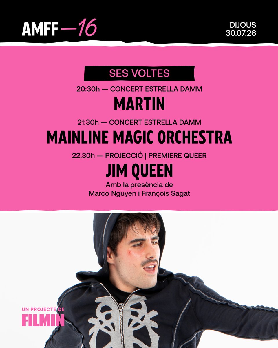 atlantidafilm's tweet photo. @Filmin La música pren Ses Voltes amb Martin i Mainline Magic Orchestra abans de la fantasia queer de Jim Queen.

A CineCiutat, tres sessions de Curtmetratges Balears. I a partir de les 00.00 h, la nit continua amb Atlàntida Club.

Ens veim al cinema. I després, a la pista💥 https://t.co/a0XhazdneM
