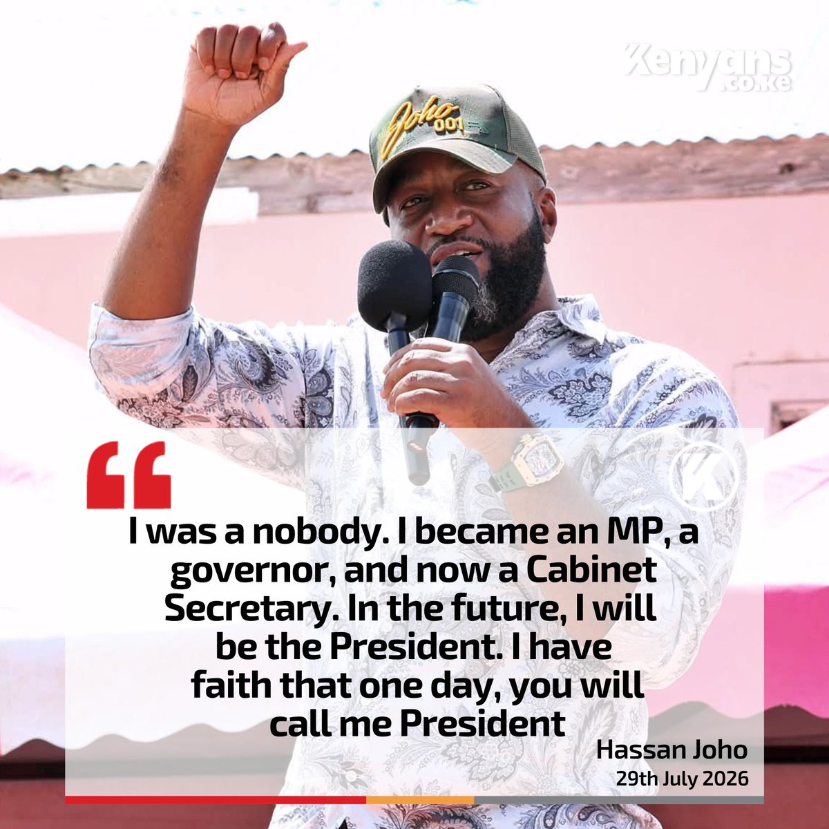 Kenyans's tweet photo. One day, you will call me president - CS Joho https://t.co/zJLELiGZUc