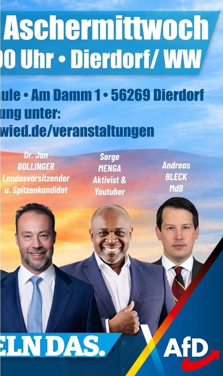 RealWuppi's tweet photo. Das ist genau die weichgespülte Grütze, die keiner mehr hören will und das vom kürzlich abgesägten Fraktionsvorsitzenden von RLP und abgesägten Sprecher. 

Aber gut, der bietet ja auch Serge Menga eine Bühne. (Wie viel hat Herr Menga eigentlich an Mitgliedergeldern von Ihnen bekommen?)

Doch wir haben etwas gegen jeden WEITEREN Ausländer. Wir sollten es jedenfalls flächendeckend haben. Die Zahlen sind zu hoch und unsere Geburtenraten zu niedrig. Den Migraholikern muss immer eine Tür offen sein, um „nur noch ein paar mehr reinzubekommen“.

„Um unserer Gemeinschaft wirtschaftlich beizutragen.“

Nein, es ist egal, welche Motive jemand hat, wenn er in ein Boot steigt: Wenn es zu viele sind, sinkt das Boot und alle gehen unter. Was interessiert mich die heilige Wirtschaft, wenn zwei Gruppenvergewaltigungen pro Tag das neue Normal sind?

Wie will man überhaupt „böse Ausländer“ filtern? Der Attentäter aus Stade, der 6 Deutsche umgelegt hat, wurde als freundlich und gut beschrieben von seiner NGO-Betreuerin Sylvia Scholz. Wie wollt ihr das machen? Jeden Tag sterben Deutsche wegen euch.

Verstehen diese Leute, dass wir über der Kapazitätsgrenze sind, oder handeln sie wie andere #VincentzHelfer in einem Auftrag?

Was ist aus ihren zahlreichen Salzburgreisen geworden, Herr @Jan_Bollinger? Haben Sie sich dort auch mit @Vincentz_AfD und @KrahMax getroffen?
