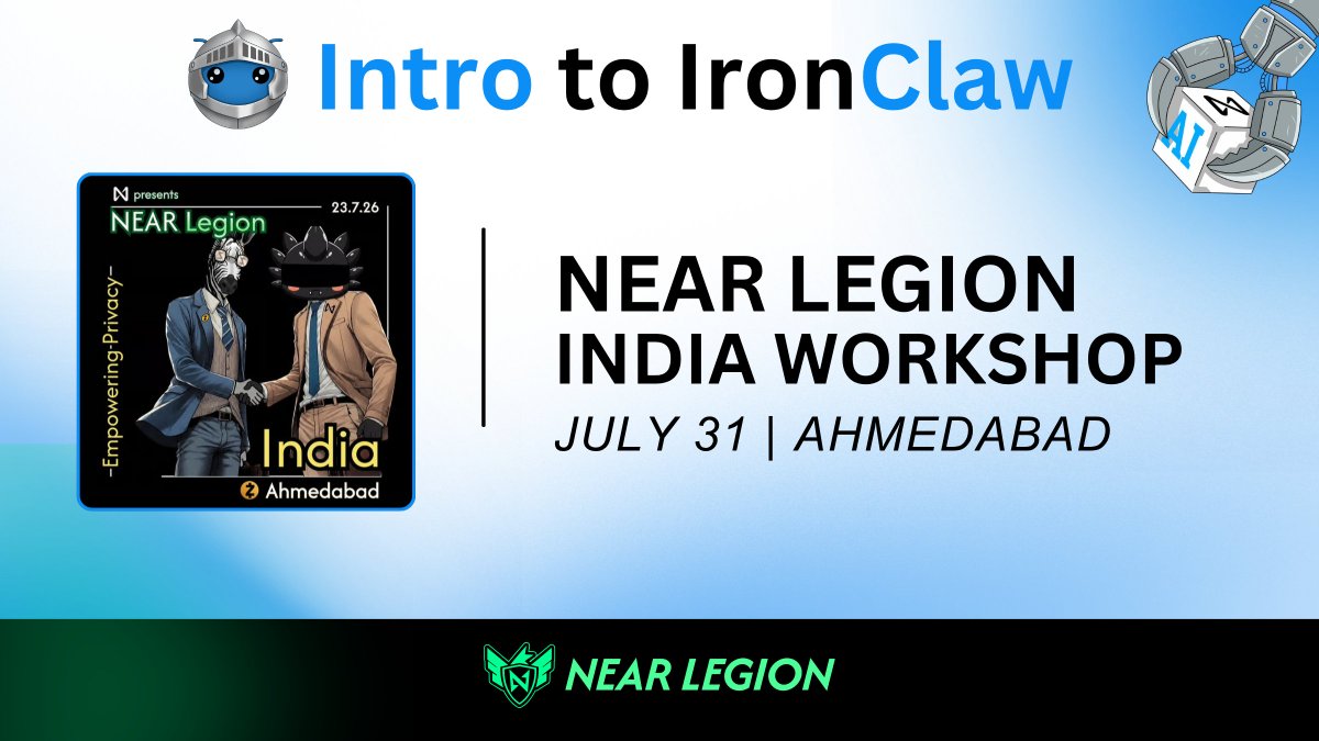 IronClawAI's tweet photo. Come build an AI agent that answers to you and nobody else.

At IronClaw workshop in Ahmedabad, India. Tomorrow 1PM IST.

RSVP ↓ https://t.co/968VTuFDBU