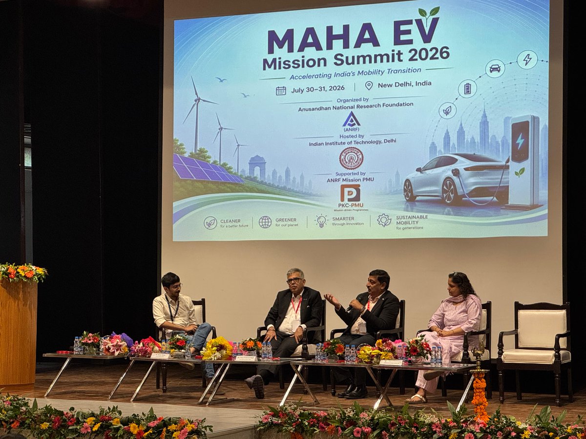 PrinSciAdvOff's tweet photo. The Principal Scientific Adviser to the Government of India, Prof.  @AjaySoodIISc, joined the Inaugural Session of the National MAHA EV Mission Summit 2026 on 30 July 2026. He was joined by Shri Dhiraj Kumar Srivastava, Chief Engineer, Ministry of Power, Government of India; Dr @shivkuma_k, Anusandhan National Research Foundation, @ANRFIndia; and Dr T. Thangaradjou, Programme Director, ANRF MAHA-EV Mission.

In his address, Prof. Sood spoke of the significant progress made in electric mobility over the past decade, driven by enabling policy incentives, growing industrial participation and increasing consumer awareness and adoption of electric vehicles. He emphasised that India’s focus must now increasingly shift from technology adoption to technology leadership.

He highlighted that the Office of the Principal Scientific Adviser, through the collaborative efforts of its Consultative Group on e-Mobility (CGeM) Working Group and multiple knowledge partners, developed the e-Mobility R&D Roadmap for India in July 2024.

He noted that the e-Mobility R&D Roadmap and the ANRF MAHA-EV Mission together provide a long-term vision and strategic framework for strengthening India’s electric mobility ecosystem and advancing indigenous innovation.

Looking ahead, Prof. Sood encouraged participants to actively engage in the deliberations at MEMS 2026. He underscored the importance of inter-ministerial convergence, industry partnerships, and e-Node technology reviews in strengthening collaboration and accelerating the translation of research across Technology Readiness Levels (TRLs). He further highlighted the need to advance innovations from laboratory research to proof-of-concept, while aligning research with market needs, and supporting the future productisation, and adoption of indigenous EV technologies