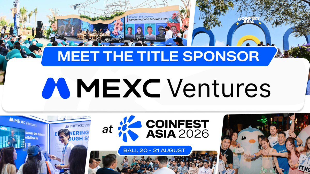 CoinfestAsia's tweet photo. Coinfest Asia 2026 welcomes MEXC Ventures (@MVenturesLabs) as its Title Sponsor.

MEXC Ventures backs projects differently, deploying $100M+ across 40+ investments with direct access to MEXC's exchange infrastructure, liquidity, and user base built in. 

Now they're joining us at Coinfest Asia 2026.

Join Coinfest Asia 2026, the world's crypto festival.

Get your tickets at https://t.co/03oinnRQ4a ☀️