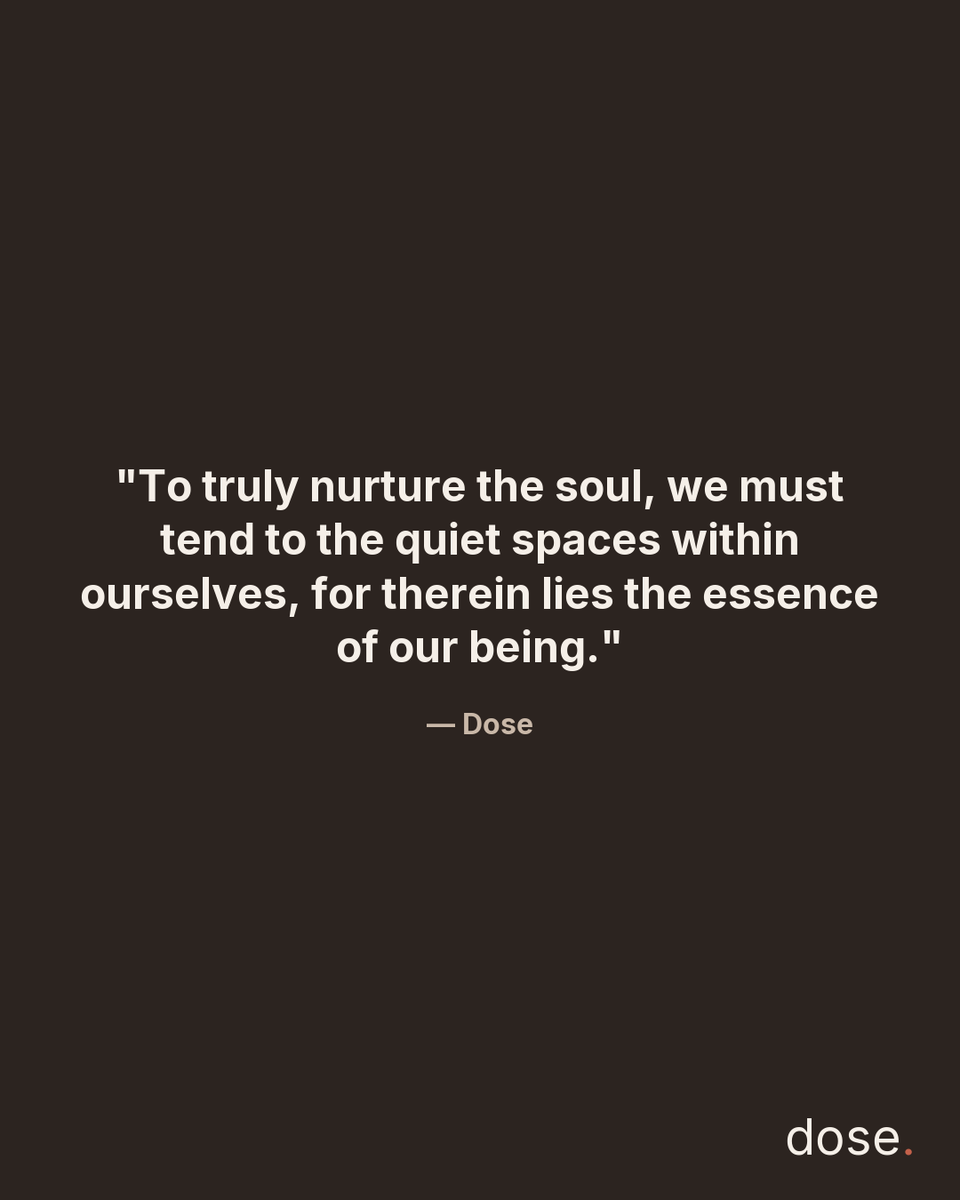 dose's tweet photo. In the relentless pace of life, we often overlook the importance of quiet introspection. Yet, it is in these still moments that we uncover the depth of our essence and reconnect with our true selves. How might you nurture your inner quiet today?
#dose #mindfulness #contemplative https://t.co/mfqrizuMXn