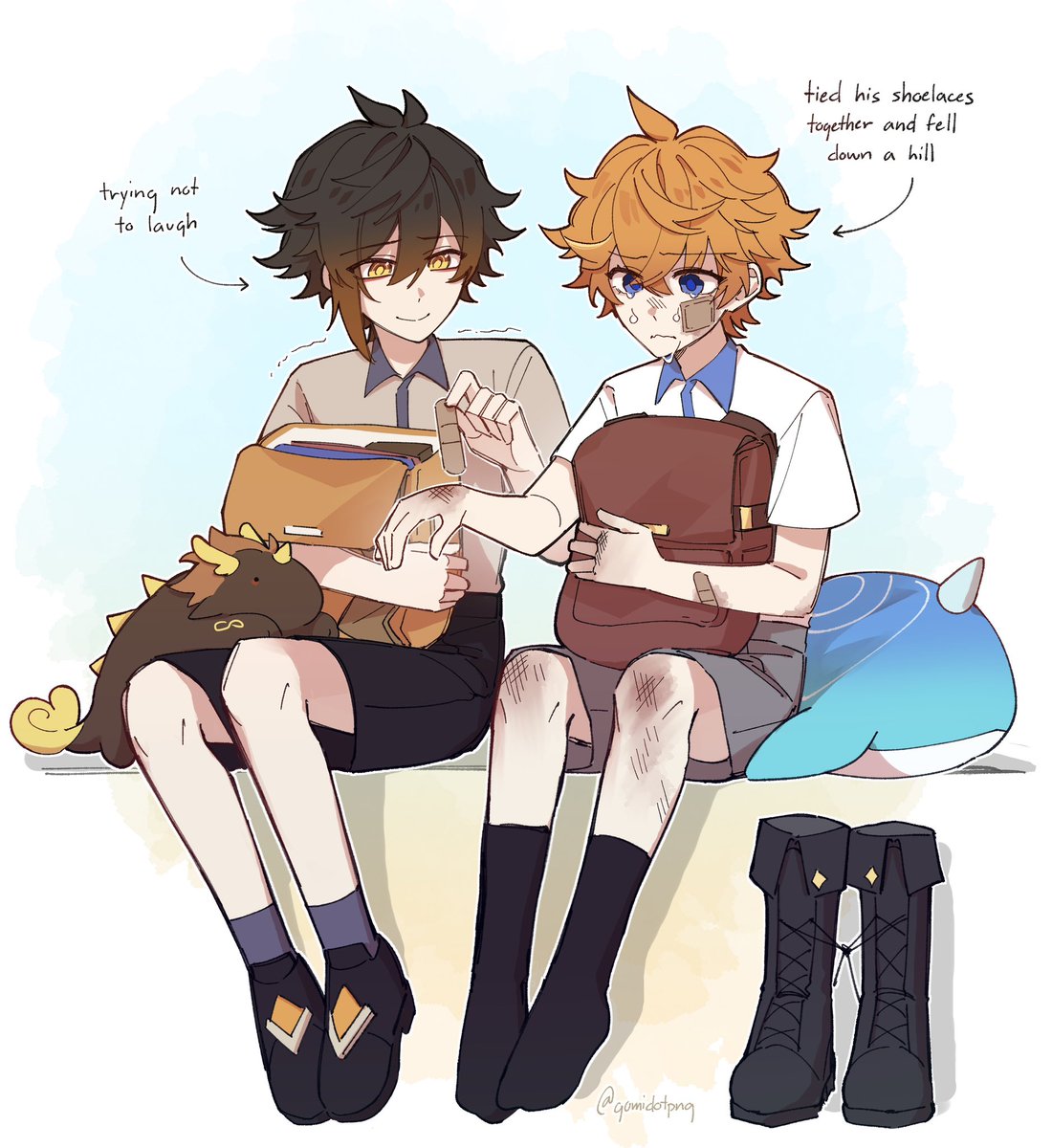 gomidotpng's tweet photo. day 1; childhood + bandages

i had mega art block so sorry i'm late ;-; 

but if all goes well i'm gonna try out all the days! fingers crossed 🤞 

#zhongchiweek2026 https://t.co/9IWuuStndy