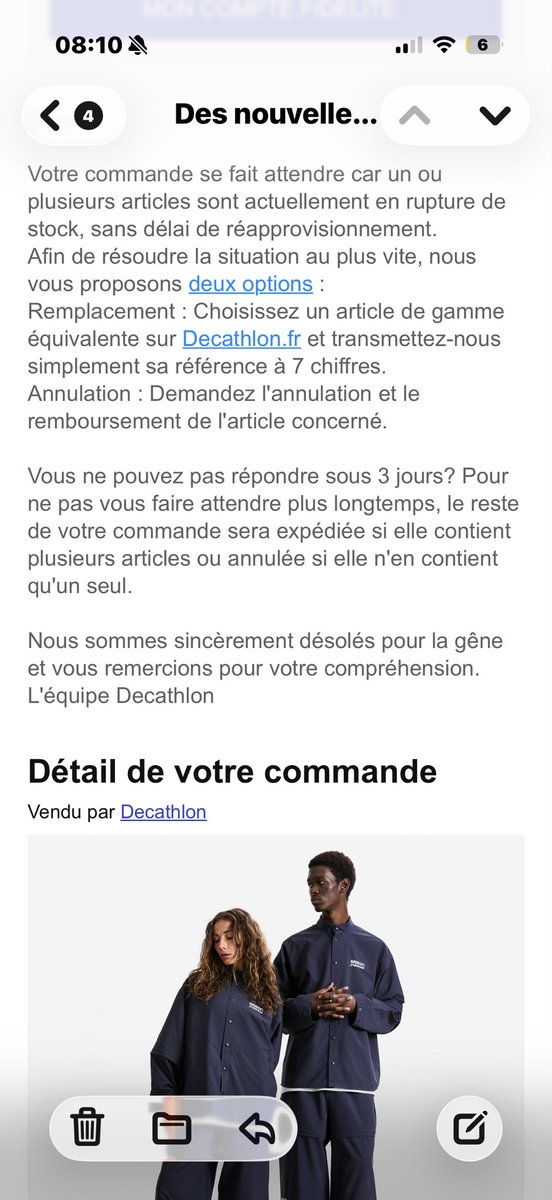aplmwabb's tweet photo. @EliiTeElPist0L @Decathlon Tu n’es pas le seul, et j’étais bien notifié d’une commande confirmée 😂
@Decathlon, vous n’êtes même pas capable d’honorer une commande passée 2 minutes après le lancement qui était nul à chier à cause de VOTRE défaillance. https://t.co/nhpnwOpmv1