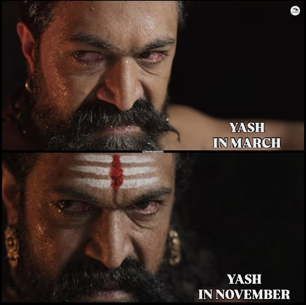 SwakshTripathi's tweet photo. Yash in March &amp; #Yash  in November 🔥 https://t.co/5O7uC9E7Of