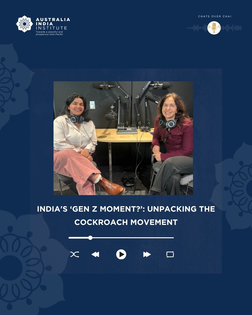 AIinstitute's tweet photo. New Listen 🎧  

CEO @Lisa_Singh and Research Fellow @Teesta_P unpack the Cockroach movement, which saw tens of thousands of Indian youth take to the streets to protest the handling of NEET (medical entry) examination papers, culminating in the resignation of India's Education Minister and the announcement of a government led taskforce to reform the exam system, in this latest episode of our Chats over Chai.   

Join Lisa and Teesta as they explore what this means for India's youth and their future.

Listen now: https://t.co/SvhuvORbEJ