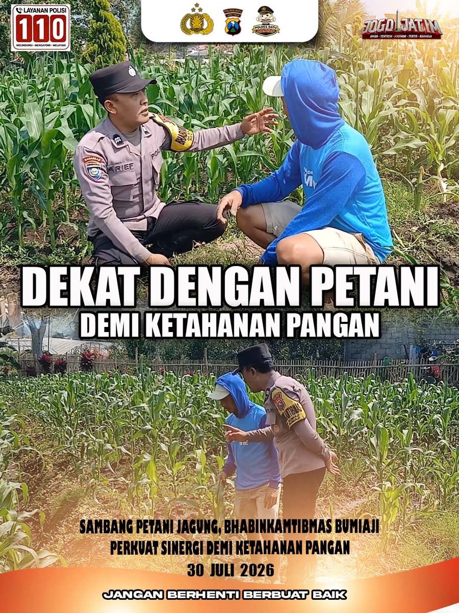 HNgantang's tweet photo. Sambang Petani Jagung, Bhabinkamtibmas Bumiaji Perkuat Sinergi Demi Ketahanan Pangan
#Swasembadapangan
#swassembadajagung
#polisicintapetani
#astacitapresiden
#arispurwantotd
#polresbatumantap
#janganberhentiberbuatbaik
#akbparispurwanto
#jogobatu
#jogombatu
#jogobatu
#jogojatim https://t.co/7b64vwnx7N