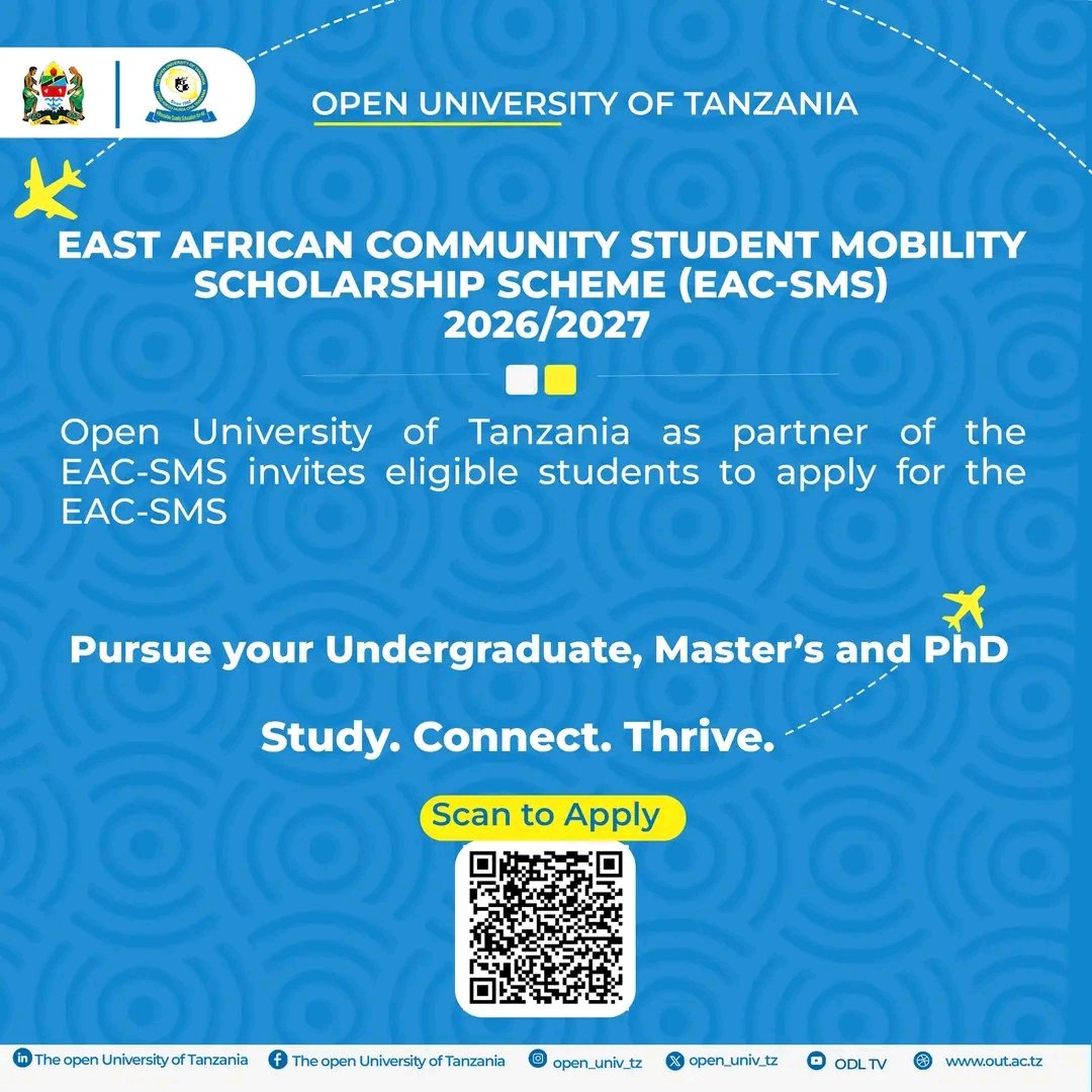 FelixUWITONZE's tweet photo. Dream. Apply. Achieve.
The EAC-SMS 2026/2027 Scholarship is now open, take the next step toward an international learning experience.
#affordablequalityeducationforall #elimuborananafuukwawote #ODL
#out #openandonline #studyanywhere https://t.co/yDCAReIyPx