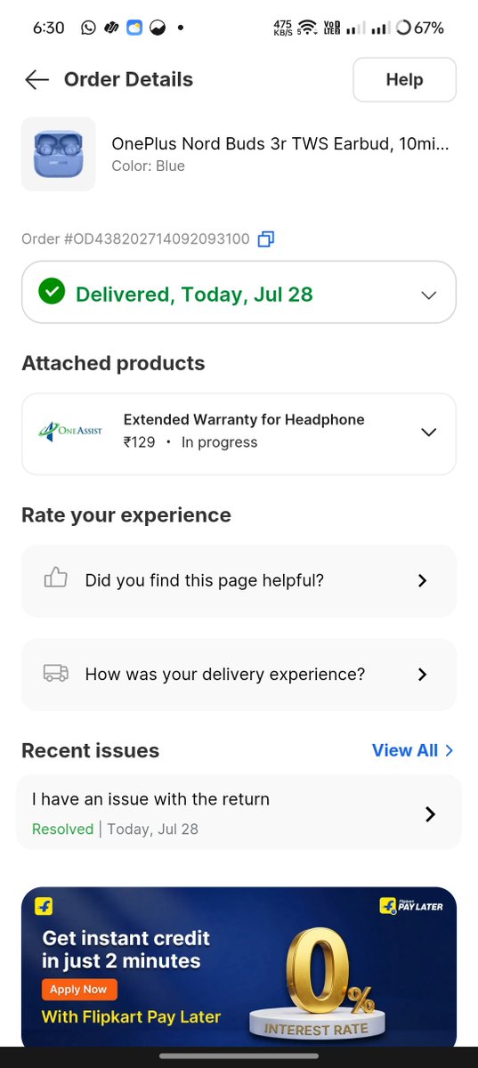 d_e_vil12's tweet photo. Bought OnePlus nord earbuds 3r but facing severe sound distortion and inconsistency during dual connection with my laptop and phone. @flipkartsupport is offering no help.   This is frustrating i want @OnePlus_Support @OnePlus_IN to return and refund for this defective experience. https://t.co/rlo3sU7FDS