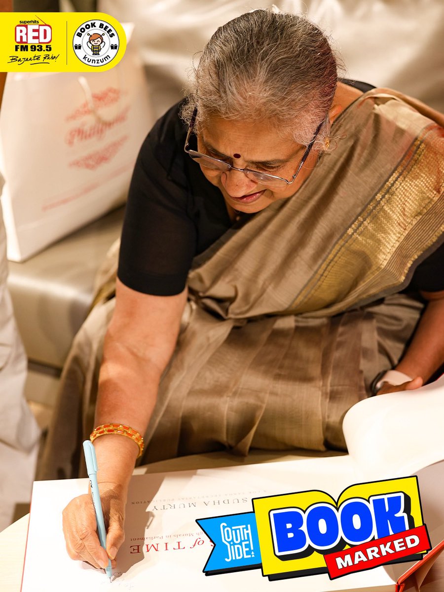 RedFMIndia's tweet photo. This is exactly why we started BookMarked ❤️

From little readers meeting Sudha Murty for the very first time to a signing queue that never seemed to end at Kunzum Books, BookMarked turned into a celebration of books, imagination and everything we love about reading.

Thank you to everyone who made the very first BookMarked at South Side Story 2026 so special. Here's to many more chapters.

#SouthSideStory #SSS2026 #BookMarked #SudhaMurty