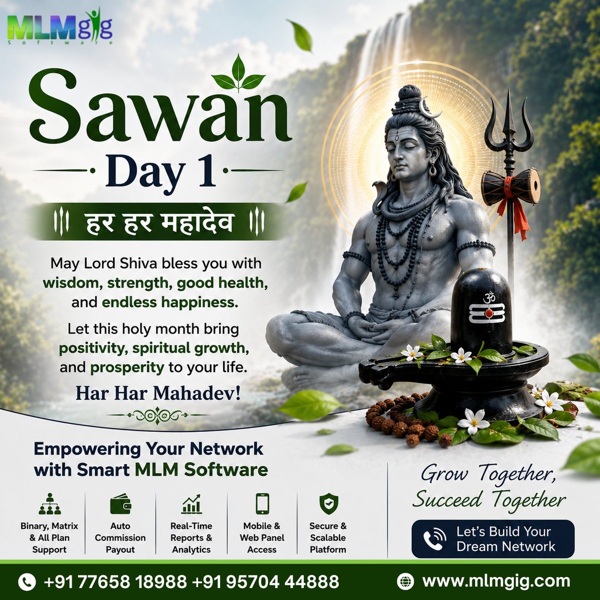 mlmgigsoftware's tweet photo. 🌿 Sawan Day 1 | Har Har Mahadev 🕉️
Every new beginning starts with faith. This Sawan, seek Lord Shiva's blessings for strength, success, and endless opportunities. Let your business grow with the same dedication that leads to greatness
#SawanDay1 #HarHarMahadev #MahadevBlessings https://t.co/zCwgIKb0EU