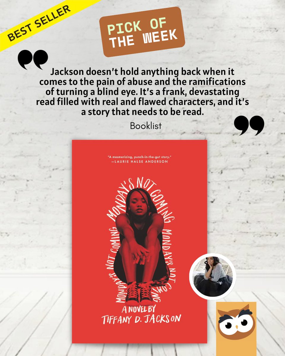hootperch's tweet photo. Monday's Not Coming by @WriteinBK .
A haunting, essential bestseller about the children the world forgets.

Our Pick of the Week.

Content note: child abuse.

#HootPerch #PickOfTheWeek #MondaysNotComing #TiffanyDJackson #YAFiction #BookRecommendation #OwnVoices #BookishLife https://t.co/Q13umkceMc