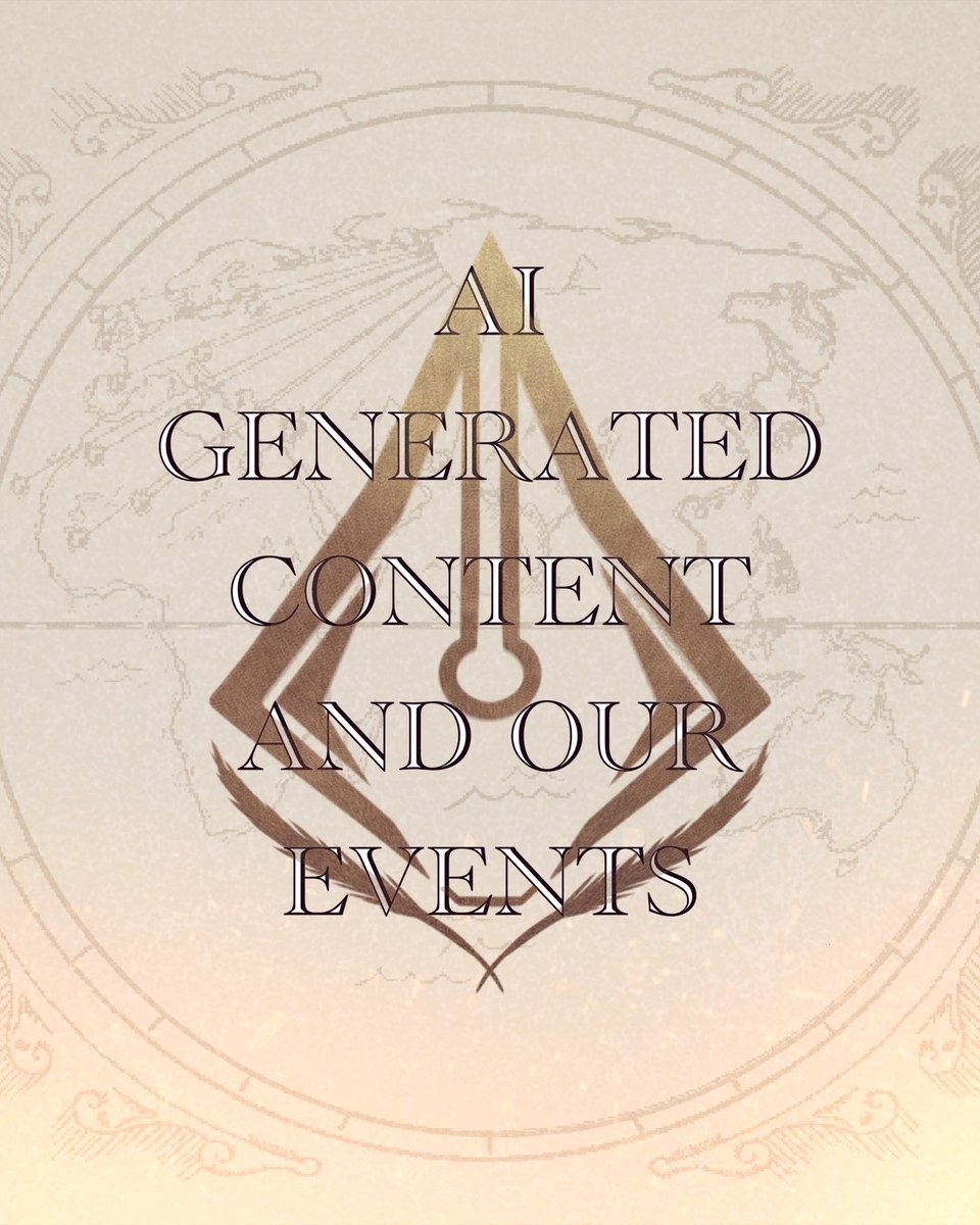 codextober's tweet photo. Our stance on AI content in our events. 

It is not welcome or allowed.

Safety and peace 💛

#Codextober #AssassinsCreed https://t.co/y6nXW4P7dI