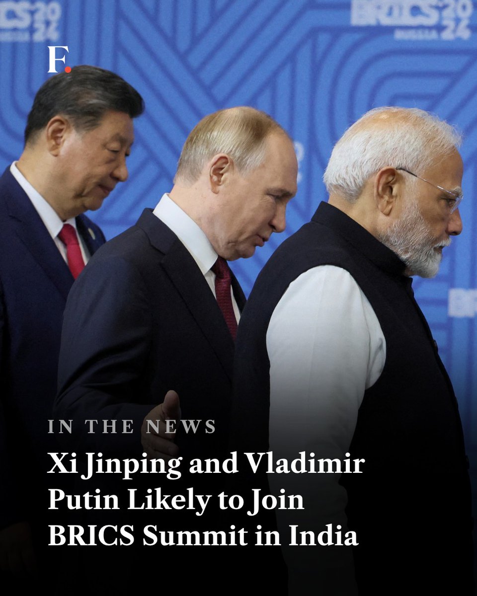 firstpost's tweet photo. India is set to host the BRICS Summit in New Delhi on September 12-13, with Chinese President Xi Jinping, Russian President Vladimir Putin and Iranian President Masoud Pezeshkian expected to attend. https://t.co/brymUwtKh2