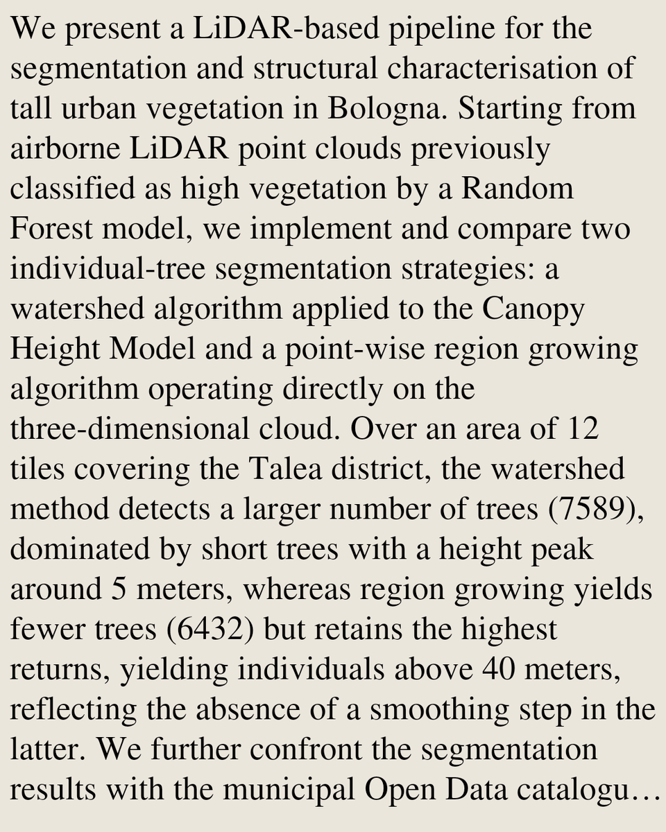 CWHN's tweet photo. Watershed vs. Region Growing for Individual Tree Segmentation from Airborne LiDAR: An Urban Case Study in Bologna

Aldo Canfora, Tommaso Rondini, Matteo Falcioni, Mirko Degli Esposti
https://t.co/blzumwzbO9 [𝚙𝚑𝚢𝚜𝚒𝚌𝚜.𝚊𝚙𝚙-𝚙𝚑 𝚙𝚑𝚢𝚜𝚒𝚌𝚜.𝚍𝚊𝚝𝚊-𝚊𝚗] https://t.co/u4sbm0jo9p