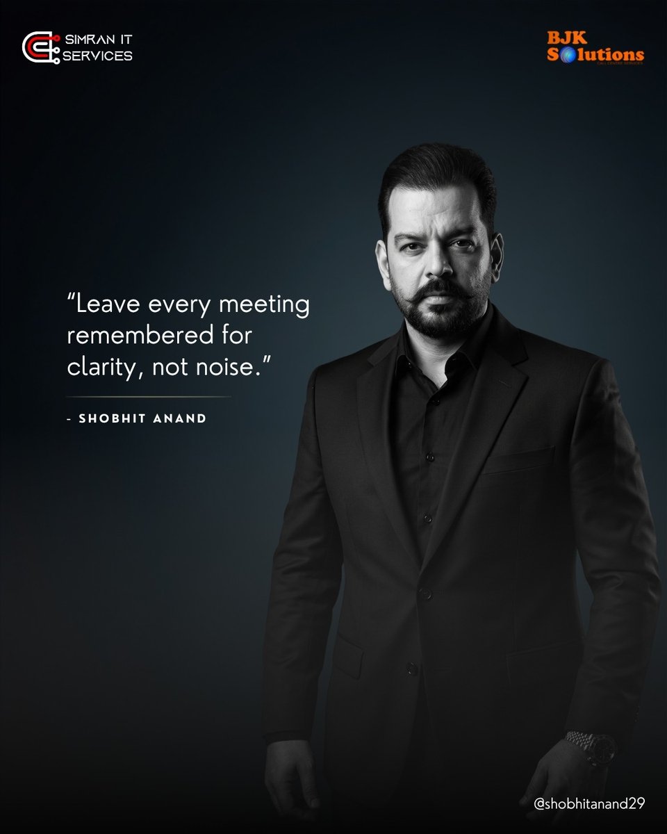 AnandShobhit's tweet photo. "Leave every meeting for remembered clarity, not noise."
- SHOBHIT ANAND

https://t.co/gQYYwJNe5v 

#StayMotivated #ProfessionalGrowth #Inspiration #Success #ShobhitAnand #TrendingNow #Trending https://t.co/jcuB12JbCm