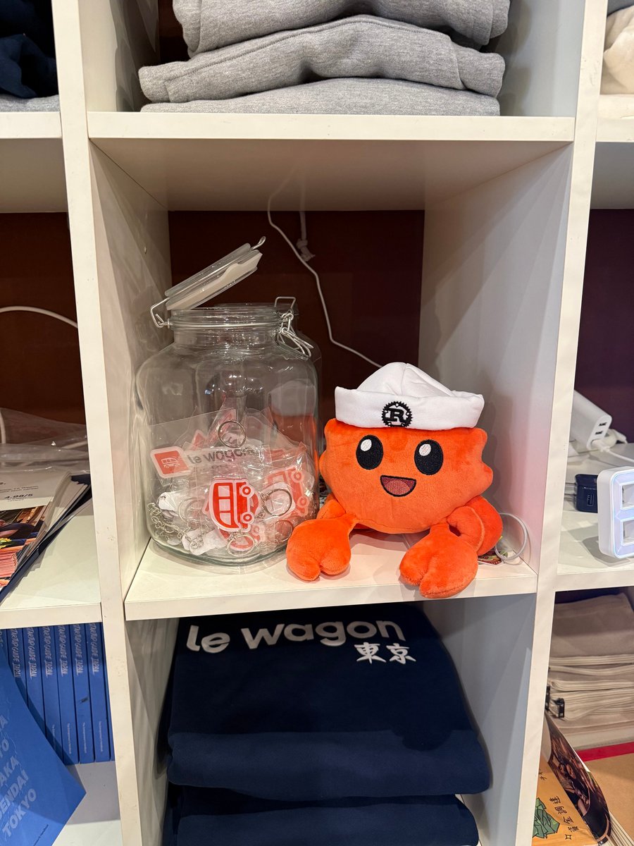 LeWagonTokyo's tweet photo. Welcomed the @TokyoRust meetup to our campus! 

Last time, we received this cute Ferris the crab, the beloved mascot of the Rust programming language, and it stays in our swag corner ever since. https://t.co/NsreOKrXpJ