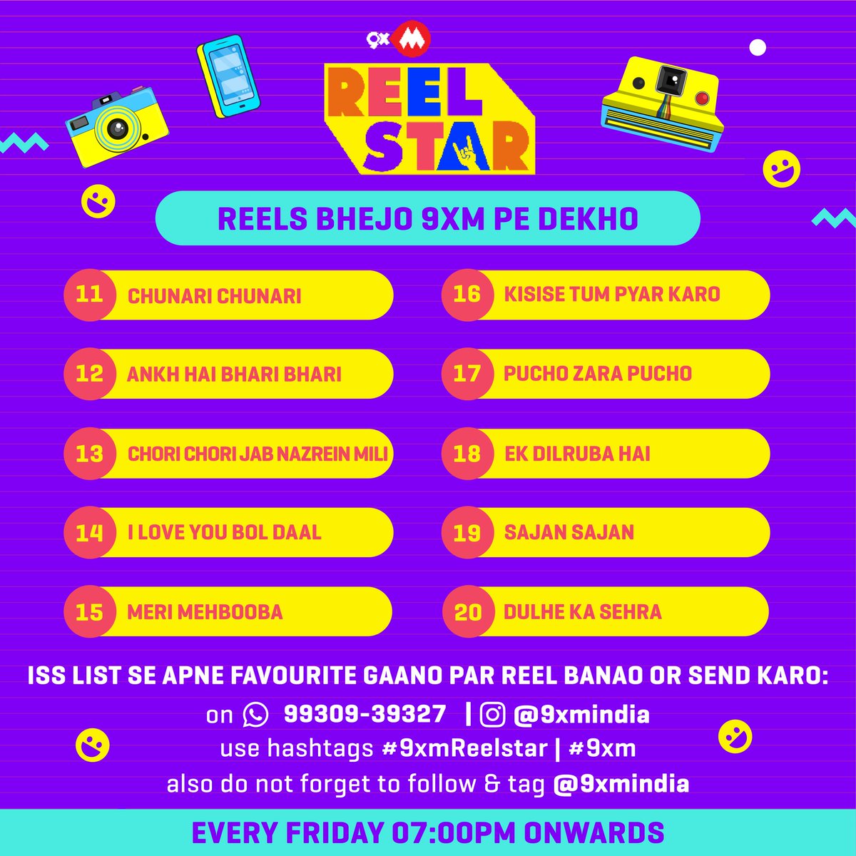9xmHaqSe's tweet photo. Yeh hai aapke iss hafte ke favorite 90's ke gaane, bhejo humein apne reels, aur paao mauka humare channel @9xmindia pe feature hone ka ❤️📺
.
Bhejiye apne reels 9930939327 is number pe and Use kijiye humara hashtag #9xmReelstar #9xm also don’t forget to tag and follow us❤
.
So Hurry & Become Popular 🤩
.
Dekhte rahiye #9XMREELSTAR Every Friday 7pm onwards!
.
.
.
.
.
.
.
#9xm #reelstar #reels #instafilm #songoftheweek #music #trending #trendingsong #audio #video #bollywood #bollywoodsong #hindi #lofi #favourite #reelitfeelit #viralvideo #explore