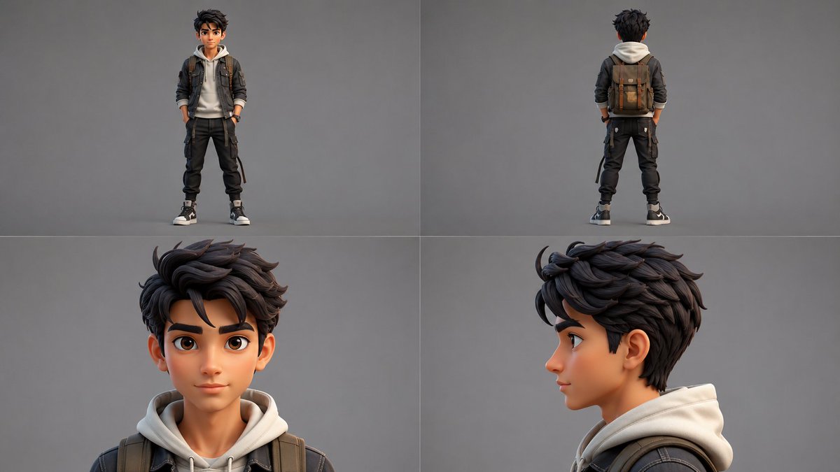 Boy in Pajamas 3D Character Sheet