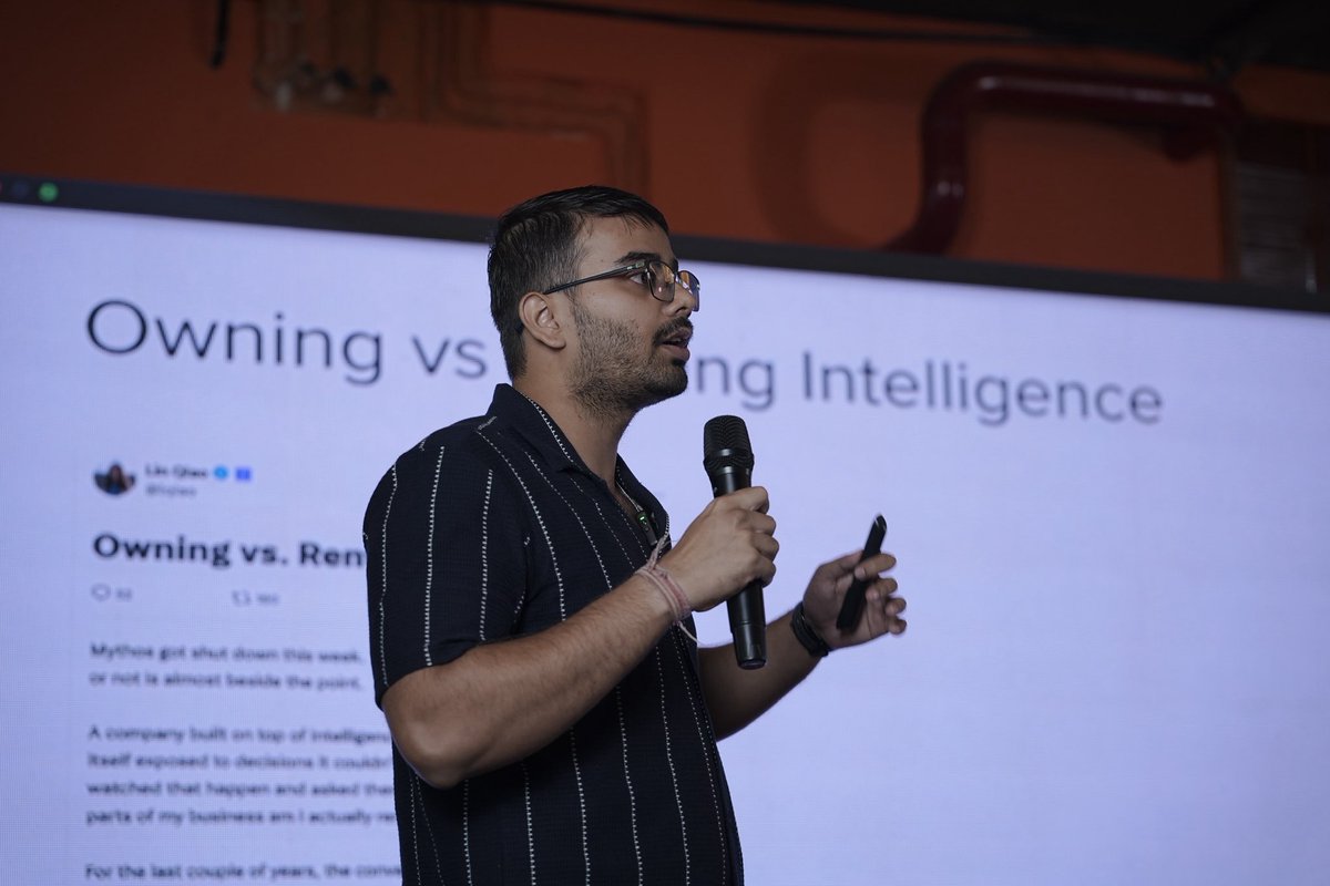 athletic_coder's tweet photo. Recently, we spoke at AI Infra Day by Sarvam , Hugging Face & SGLang.

Our talk was mainly on our in-house distributed training infra we have been building from scratch at Zomato for all of Post Training usecases at Eternal.

Through due research and experiment, we realised over last few months that small models paired with good harness and specialized domain specific post training lead to performance on par with frontier models like GPT, Gemini & Claude at fraction of cost. This eventually contributes to company owning the data, weights and intelligence. 

And why build sovereign infra? To make the most out of compute! Because MFU is the king.

By the way, we are hiring a couple cracked people who not only have solid background in Post Training / Harness Engineering but also think from first principles. (If that's you feel free to hmu with a note on what you bring to the table).

That's it. That's the post.