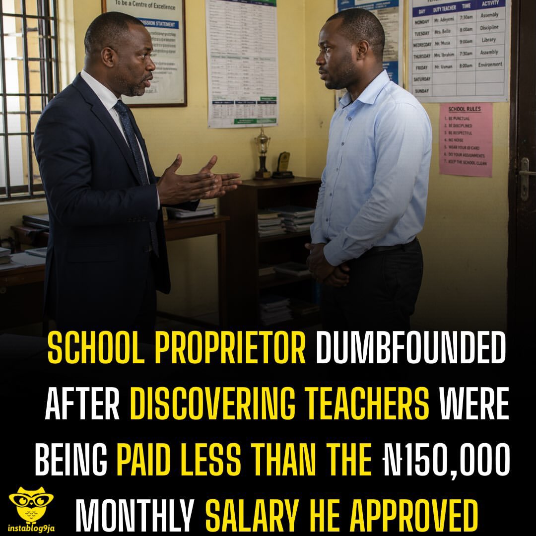 instablog9ja's tweet photo. School Proprietor Dumbfounded After Discovering Teachers Were Being Paid Less Than the ₦150,000 Monthly Salary He Approved https://t.co/ClLK2cndvC