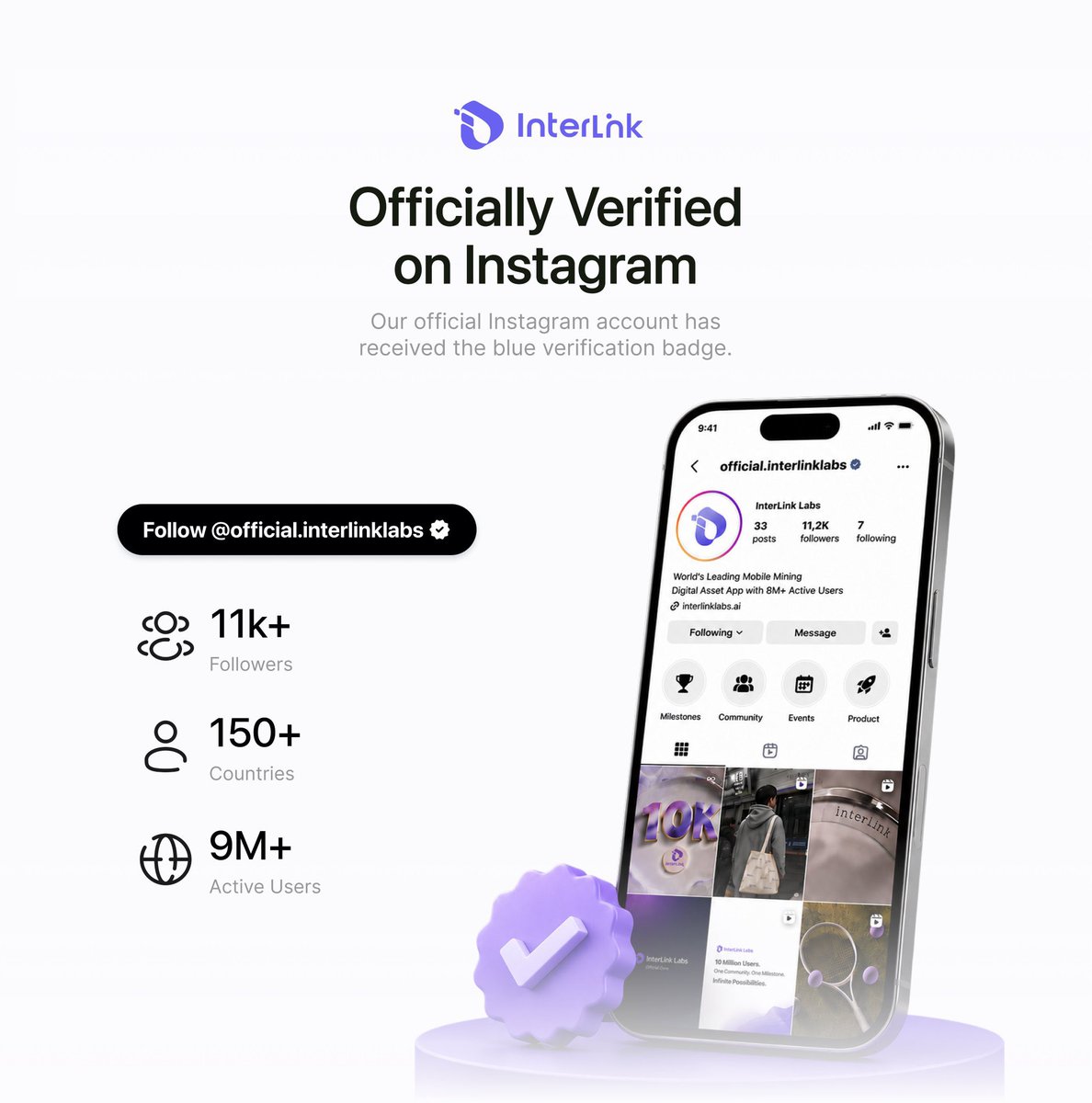 InterlinklabsEt's tweet photo. ✅ Officially Verified on Instagram

Our official Instagram account has received the blue verification badge.

This milestone helps the community easily identify the authentic InterLink account and stay connected with official updates.

Follow us on Instagram:
📸 https://t.co/nFsI7NZFdn…

Thank you to every Linker for being part of this journey. 💜

#InterLink #ITLG #ITL