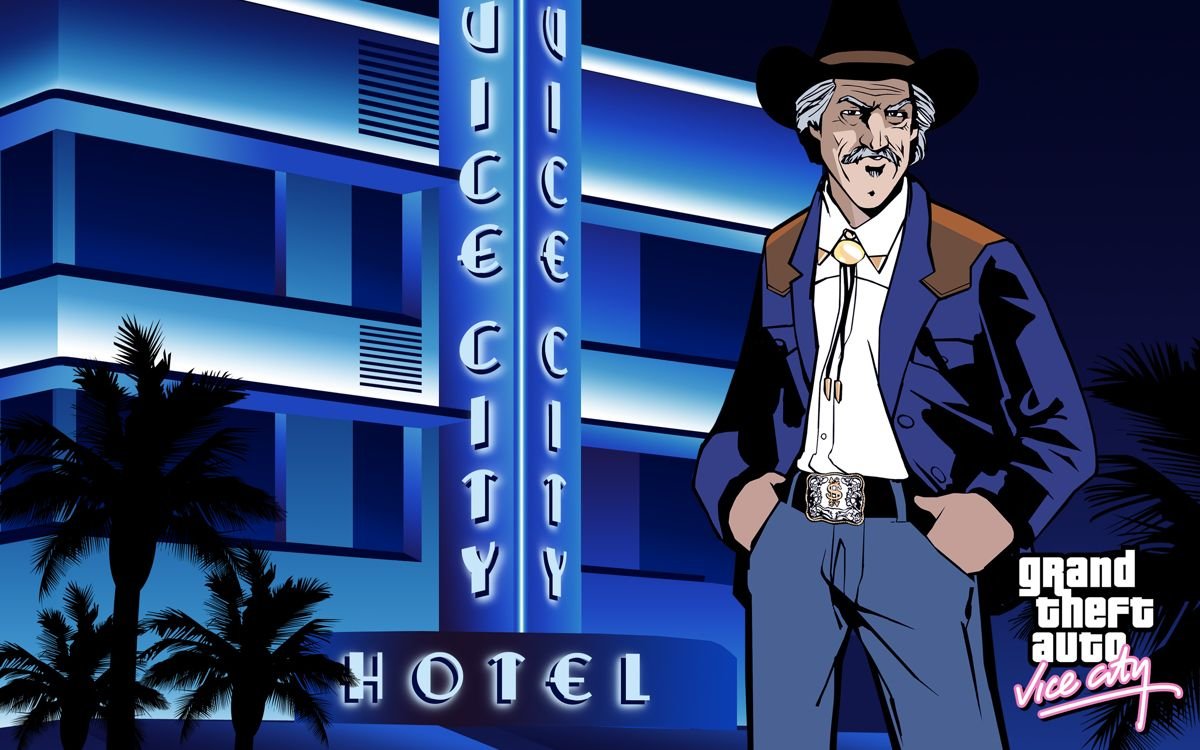 PlayStalgiaX's tweet photo. Grand Theft Auto: Vice City official artwork (2002) https://t.co/cd6ZvBeSss