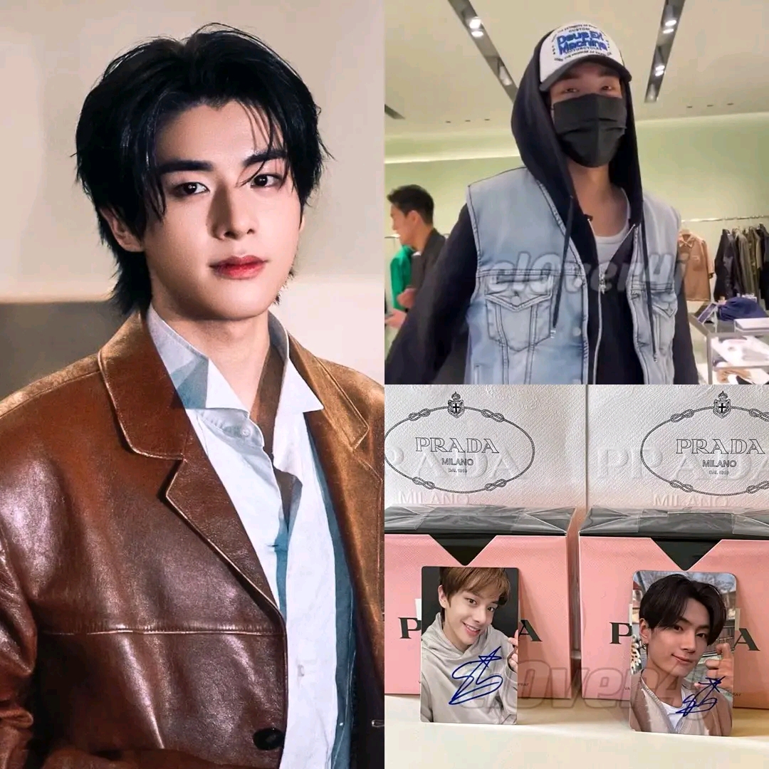 kbgmedia's tweet photo. After randomly meeting two fans at a Prada store, #JAKE from #ENHYPEN graciously provided autographs, briefly stepped out, and returned to purchase a bottle of Prada perfume for each fan using his own money. https://t.co/GD00Xc3j6J