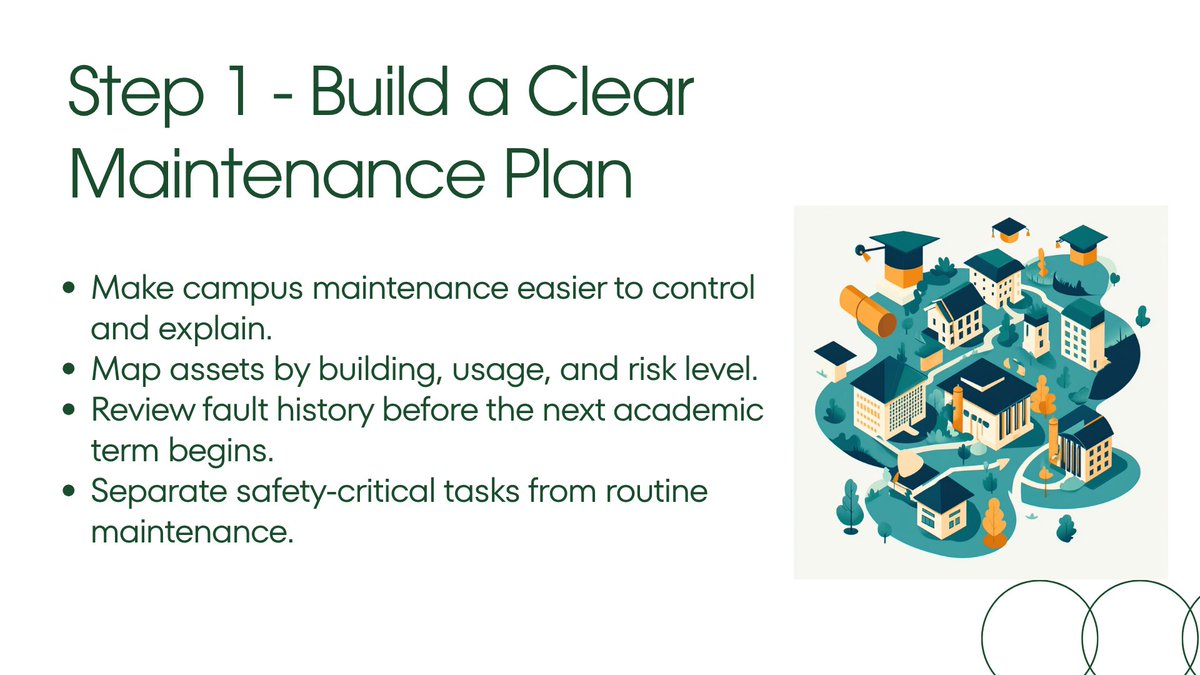 ReflexionSuite's tweet photo. The best campuses run on clarity, not last-minute surprises. 

Plan maintenance, catch repeat faults early, and keep learning uninterrupted. 

#FacilityManagement #Education #CAFM https://t.co/lt9iBBGF50