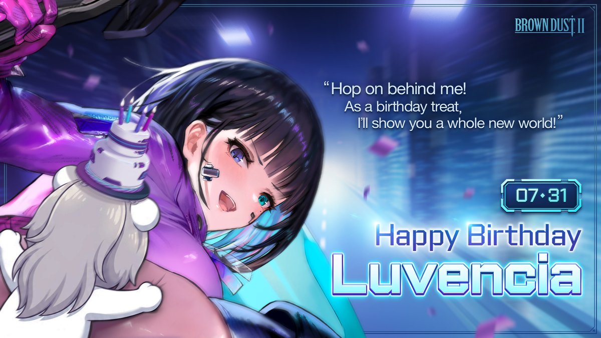 BROWNDUST2_EN's tweet photo. 🍰 BrownDust2 | Luvencia’s Birthday

🎉 Happy Birthday to Luvencia, Pandora City’s fiery fixer who lives for fights and bikes! 🎉

“What’s with all the excitement? Why are you running in like that?
...My birthday? Ha. I thought you had a new contract for me, and it’s just that?
A birthday is just another day.
If I had to ask for a gift, maybe some new parts for my bike—
...Wait. What are you hiding behind your back?
You actually got me something? Then say that from the start!
Birthdays are the best! Now hand it over!”

#HappyBirthday #Luvencia