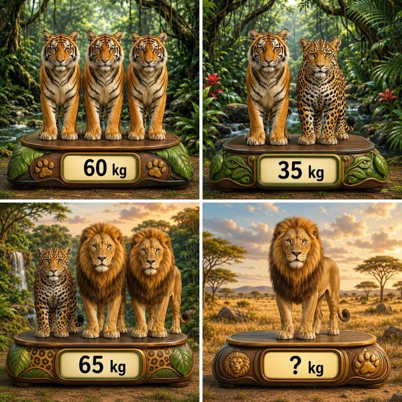 Megamillions43's tweet photo. Only those with practical intelligence can do this!

What is the weight of a lion? https://t.co/53I195vJu5