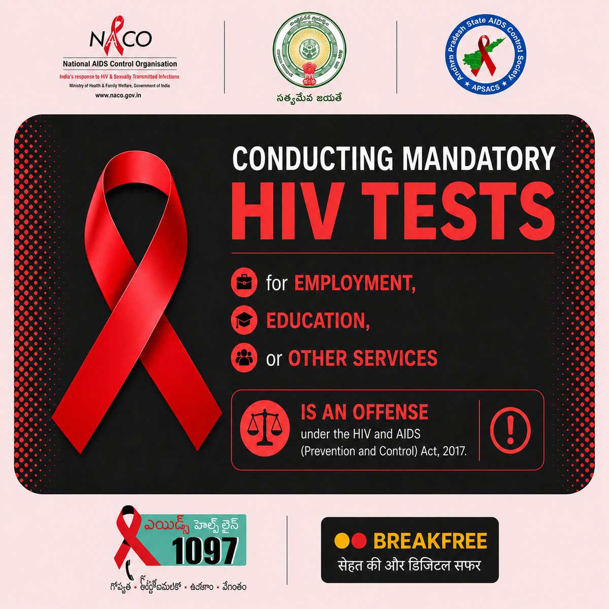 APSACS2020's tweet photo. The HIV &amp; AIDS (Prevention and Control) Act, 2017 protects every individual's right to privacy, dignity, and equal opportunity.
#IndiaFightsHIVandSTI #HIVAwareness #STIAwareness #GetTested #SafeRelationships #HealthyChoices #ProtectYourPartner #EndAIDS #BreakTheStigma https://t.co/oDRndbLNEH