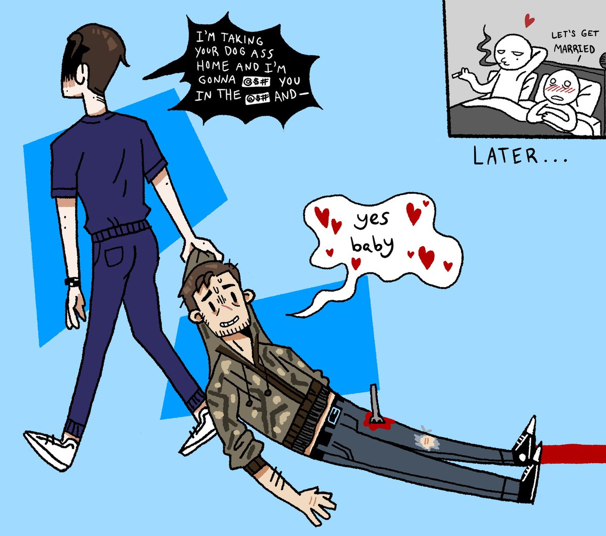 disc0shrimp's tweet photo. I’m writing a silly human AU GavinSixty fic in which Gavin, who is usually the crazy boyfriend, meets his match and gets out crazied by Sixty https://t.co/YuH3a0lsoK