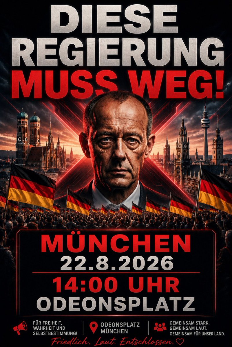 Technik_fuchs's tweet photo. Kommt zur Demo. Eure Stimme zählt. ✊

München am 22.8.2026

#BerlinerCDU #momson #Anschlag https://t.co/Ol7xgxCQzJ