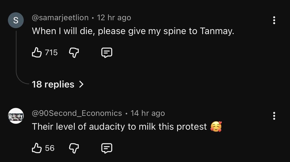 SiddharthKG7's tweet photo. Tanmay &amp; all his foster OPs are getting bodied for not supporting protests &amp; milking that when it is over.

Accused of not having a spine &amp; deleting comments now. https://t.co/Dpba7UsQcC
