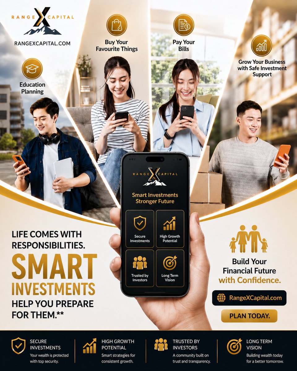 rangeempire's tweet photo. Responsibilities require smart investments. Plan for education. Secure medical needs. Build wealth. Invest with intention.
#RangeXCapital #RangeEmpire #FinancialPlanning #FamilySecurity #WealthBuilding #SmartInvesting #InvestmentStrategy #ResponsibleWealth https://t.co/mXZgnB9MKa