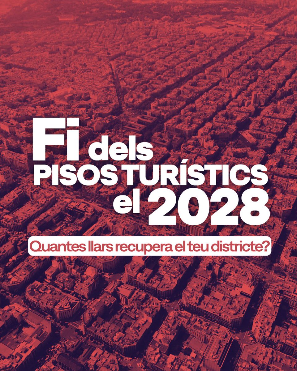pscbarcelona's tweet photo. El 2028 Barcelona farà un pas decisiu: la fi dels pisos turístics (HUTs). L’objectiu és clar: recuperar aquests immobles per al seu ús original: ser la llar de veïns i veïnes. Aquí tens el detall districte a districte. 👇 https://t.co/xdONN4nS3B