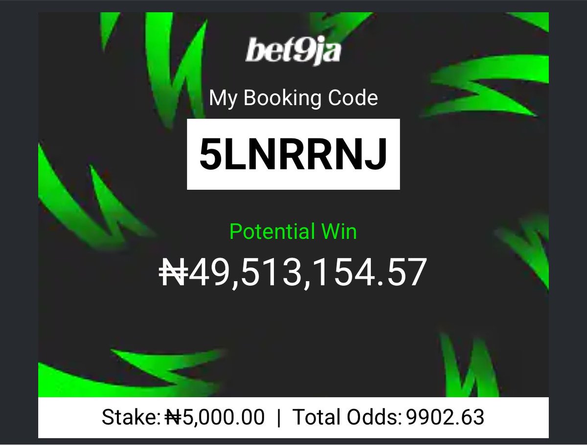 VecthorTips's tweet photo. 5LNRL3K
5LNRPB8

5LNRRNJ
5LNRSNN
5LNRTYR
5LNRVXD

#Bet9jaCode 
#Bet9jaCode https://t.co/KjIGqiprTM