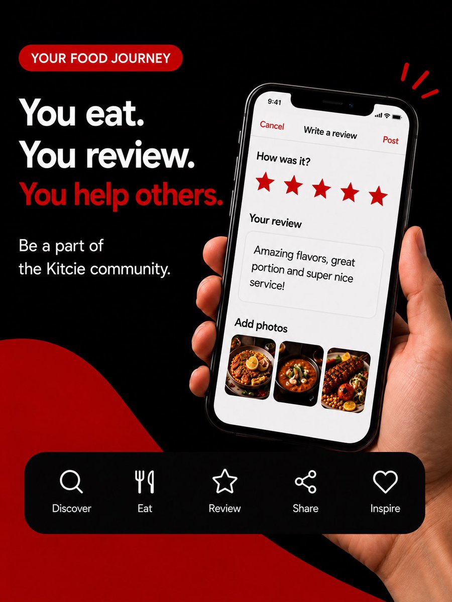kitcieapp's tweet photo. 🇬🇧 Every great meal has a story.

You eat.
You review.
You help others discover their next favorite dish.

At Kitcie, real recommendations come from real people—not ads.

Your experience could be exactly what someone else is looking for.

Download, explore, review, and help the community eat better. 🍽️❤️

⸻

🇹🇷 Her harika yemeğin bir hikâyesi vardır.

Yersin.
Yorum yaparsın.
Başkalarının bir sonraki favori yemeğini keşfetmesine yardımcı olursun.

Kitcie’de öneriler reklamlardan değil, gerçek insanların deneyimlerinden gelir.

Senin yorumun, bir başkasının aradığı tavsiye olabilir.

Keşfet, yorumla ve daha iyi yemek seçimleri yapan topluluğun bir parçası ol. 🍽️❤️

#foodie #foodreview #foodrecommendation #discoverfood #kitcie