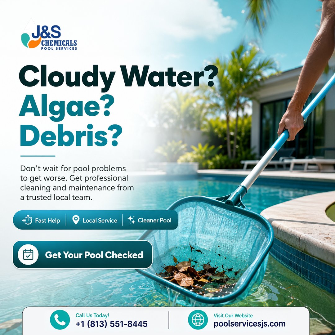 JSPoolServices's tweet photo. Florida's heat &amp; rain can turn a clean pool cloudy fast.

Regular maintenance keeps your pool crystal clear and swim-ready. 

Book your next service: https://t.co/25fy1roiNK

#PoolCare #PoolMaintenance #FloridaPools #PoolService https://t.co/sINshDEERx