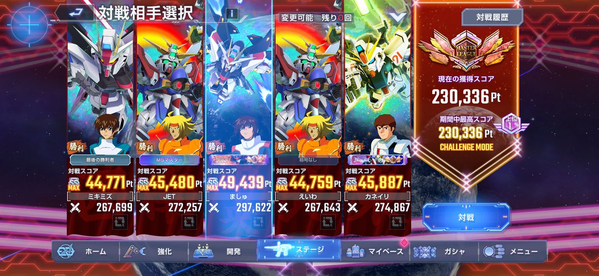 hatoto_'s tweet photo. マスリおわたー！
何とか全部1ターン撃破出来て23万乗りました。
久しぶりに毎日しっかり消費出来て色んな編成見れて楽しかったw
一番の衝撃はノワールが移動後MAP兵器使ってきたのが驚きでしたΣ(ﾟﾛﾟ;)

 #ジージェネエターナル
 #ジージェネ https://t.co/jtWDP0oiIa