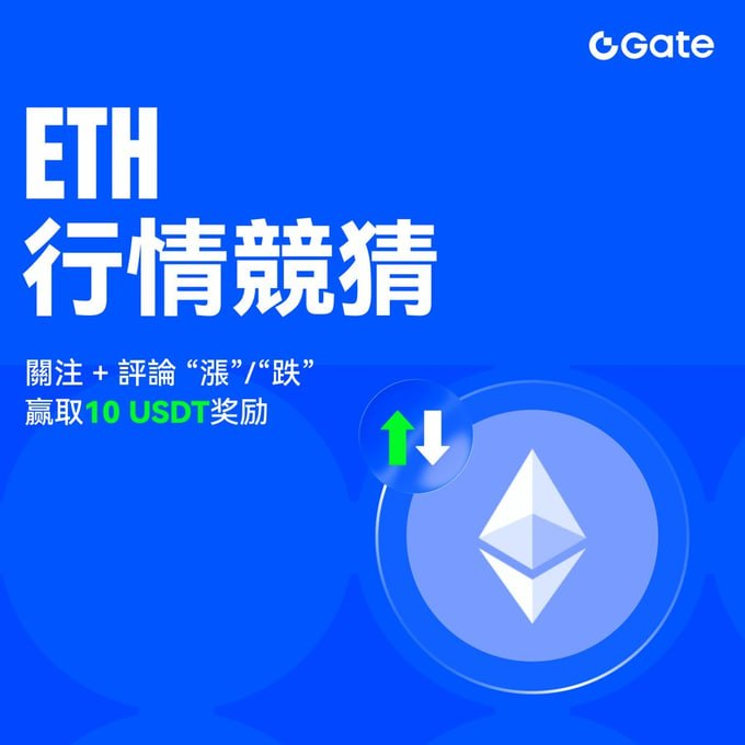 Gate_zw's tweet photo. 🚀 挑戰你的市場嗅覺！ETH 行情競猜來襲

預測 8 月 3 日 ETH 現貨價格相較於今日的價格是漲是跌，隨機抽取 3 位用戶，每人獲得 10 USDT 合約體驗金獎勵。

📌參與方式
1.關注@Gate_zw
2.轉發此推文 +@ 一位好友
3.在留言區留下「漲」或「跌」

🎁得獎結果會在 8 月 4 日公布，快來參與贏取你的專屬福利
#Gate #ETH #行情競猜 #加密福利