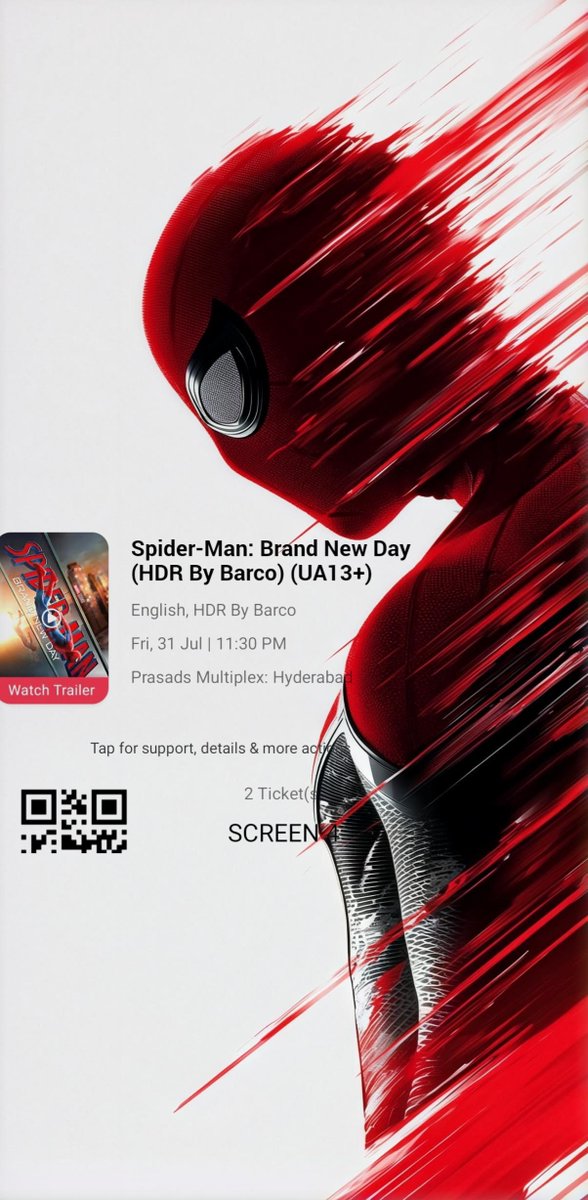 gone_casse's tweet photo. I have an extra ticket for #SpiderManBrandNewDay 
In HDR by BARCO (prasads)
31st 11:30pm
Seat : B 18 top row 
Offline ticket 👍
Dm if you need
@parinitea @ursmohan_kumar @PrasadsCinemas https://t.co/bxTtMvcGVD